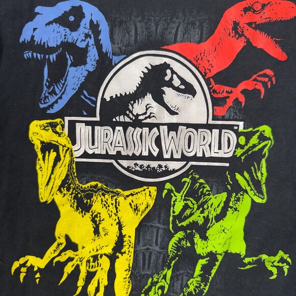 Jurassic World Park Dinosaur Shirt Kids XS Black Graphic Tee Casual Movie Top - Picture 2 of 6